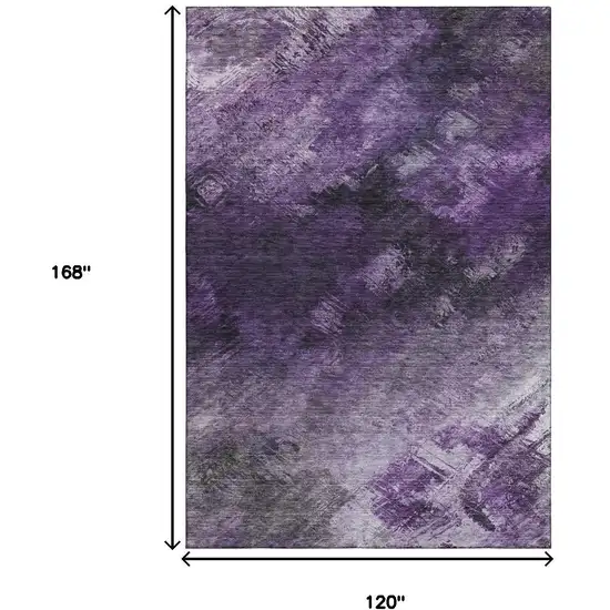 Purple Gray And Ivory Abstract Washable Area Rug With UV Protection Photo 6