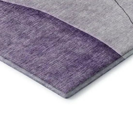 Purple Gray And Ivory Abstract Washable Area Rug With UV Protection Photo 9