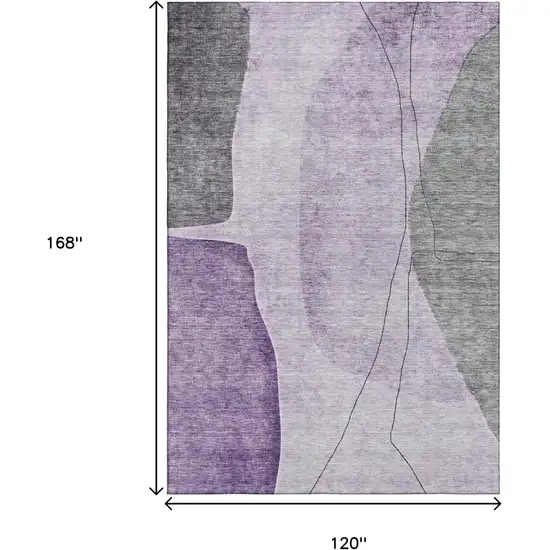 Purple Gray And Ivory Abstract Washable Area Rug With UV Protection Photo 3