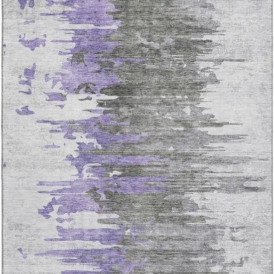 Purple Gray And Ivory Abstract Washable Area Rug With UV Protection Photo 3