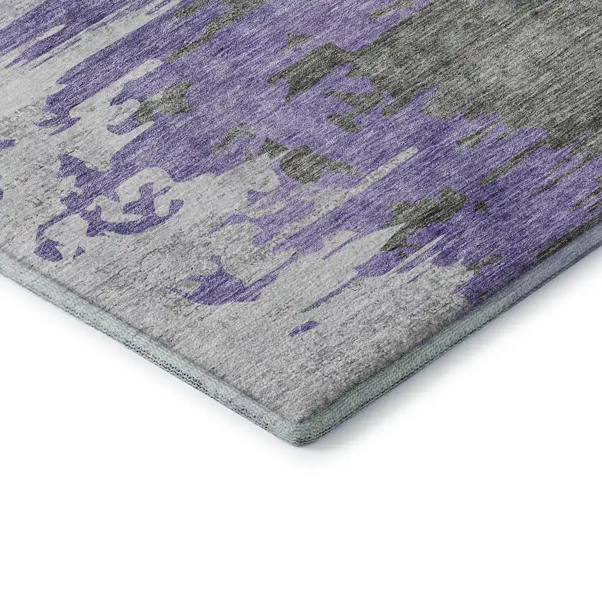 Purple Gray And Ivory Abstract Washable Area Rug With UV Protection Photo 9