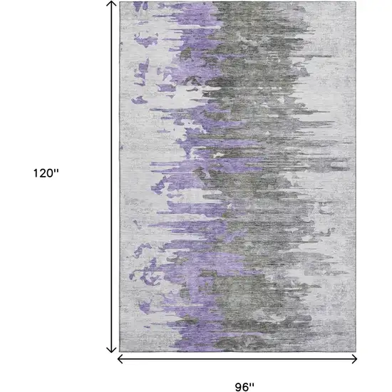 Purple Gray And Ivory Abstract Washable Area Rug With UV Protection Photo 3