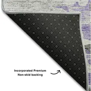Photo of Purple Gray And Ivory Abstract Washable Area Rug With UV Protection