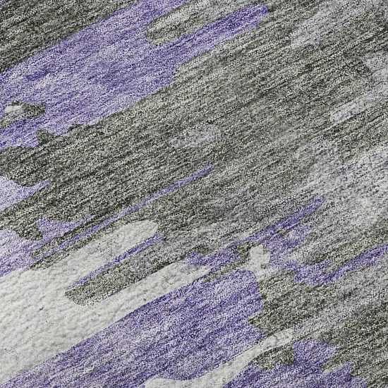 Purple Gray And Ivory Abstract Washable Area Rug With UV Protection Photo 9