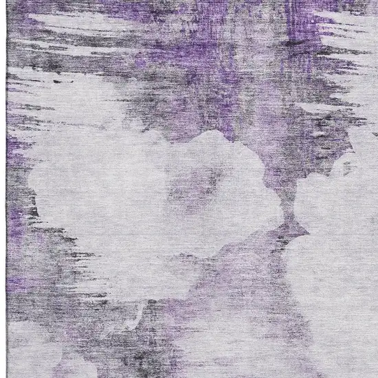 Purple Gray And Ivory Abstract Washable Area Rug With UV Protection Photo 3