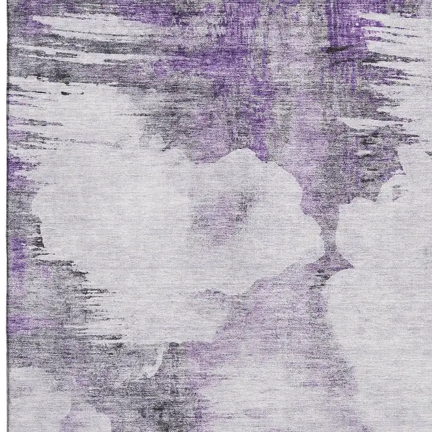 Purple Gray And Ivory Abstract Washable Area Rug With UV Protection Photo 4