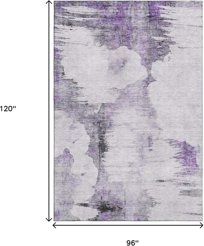 Purple Gray And Ivory Abstract Washable Area Rug With UV Protection Photo 4