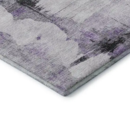Purple Gray And Ivory Abstract Washable Area Rug With UV Protection Photo 7