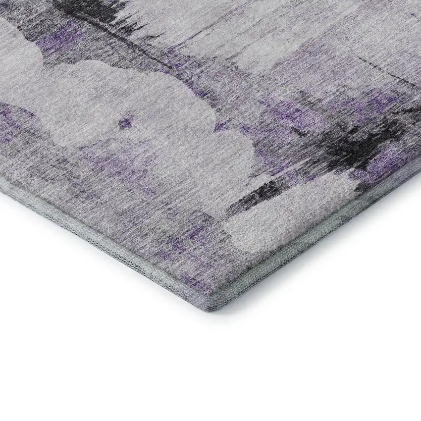 Purple Gray And Ivory Abstract Washable Area Rug With UV Protection Photo 7
