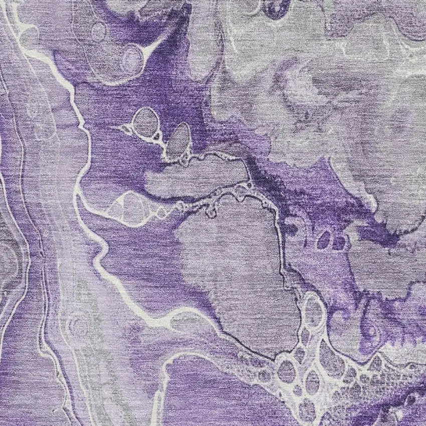 Purple Gray And Ivory Abstract Washable Area Rug With UV Protection Photo 2