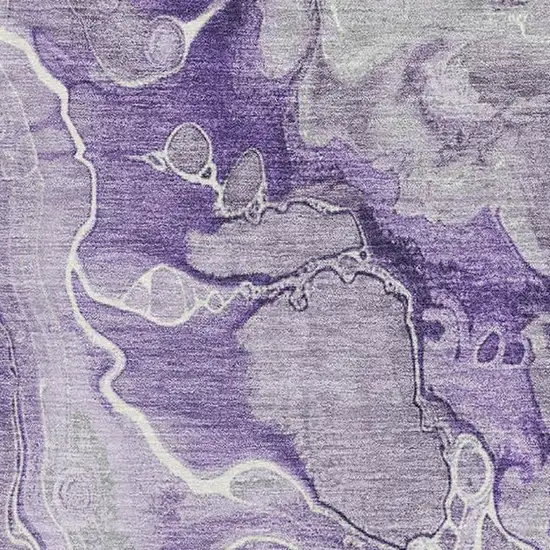 Purple Gray And Ivory Abstract Washable Area Rug With UV Protection Photo 2