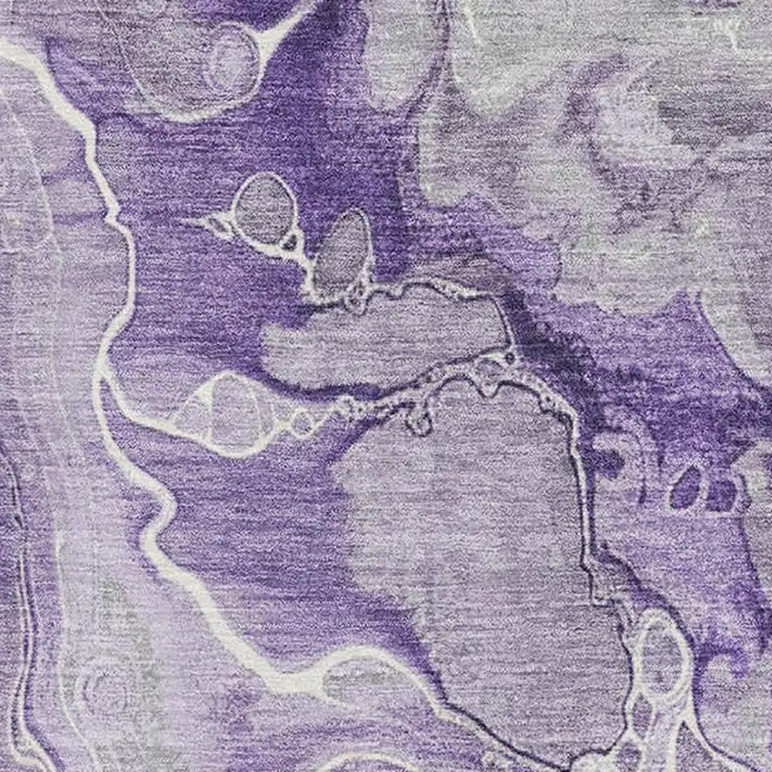 Purple Gray And Ivory Abstract Washable Area Rug With UV Protection Photo 2
