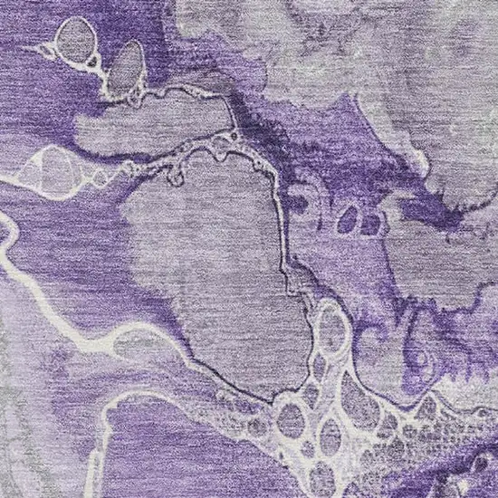 Purple Gray And Ivory Abstract Washable Area Rug With UV Protection Photo 2