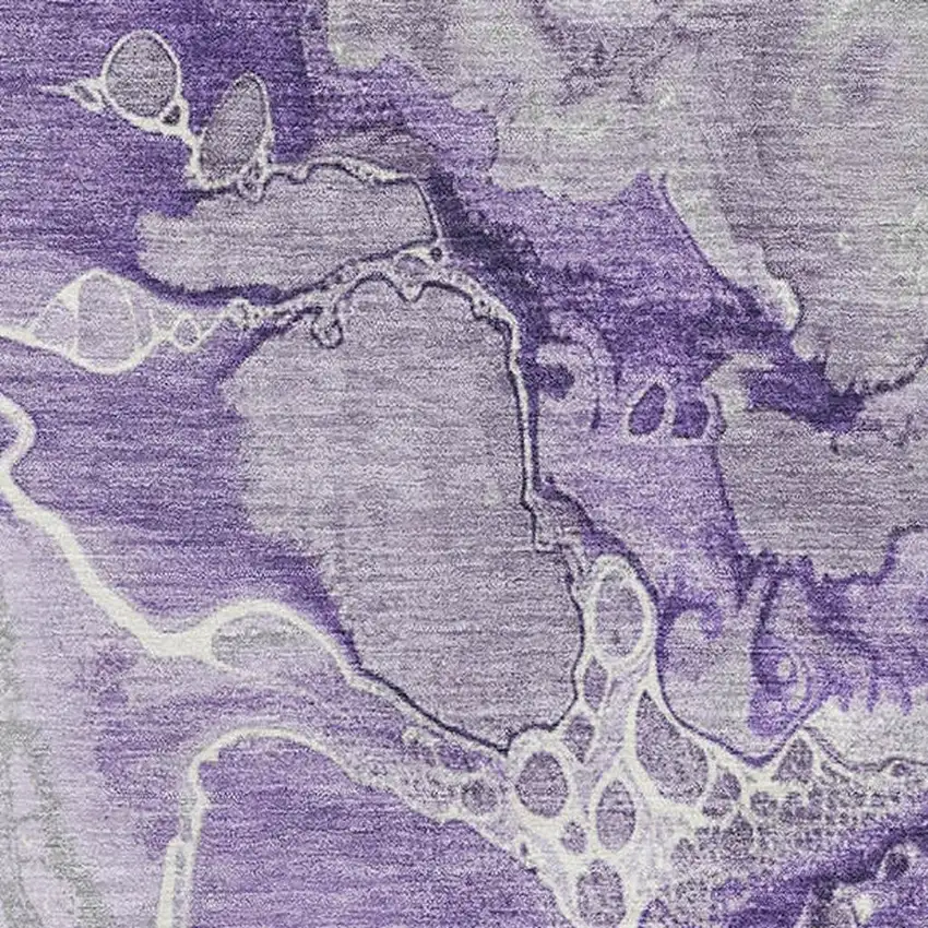 Purple Gray And Ivory Abstract Washable Area Rug With UV Protection Photo 2