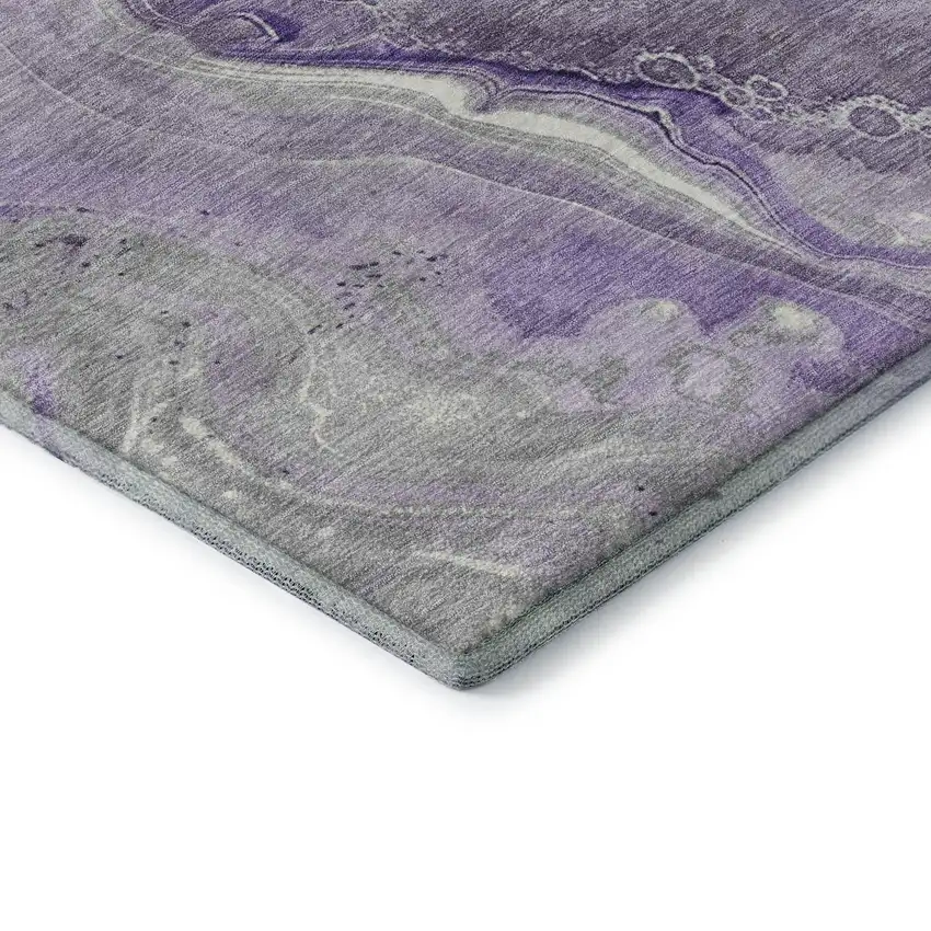 Purple Gray And Ivory Abstract Washable Area Rug With UV Protection Photo 7