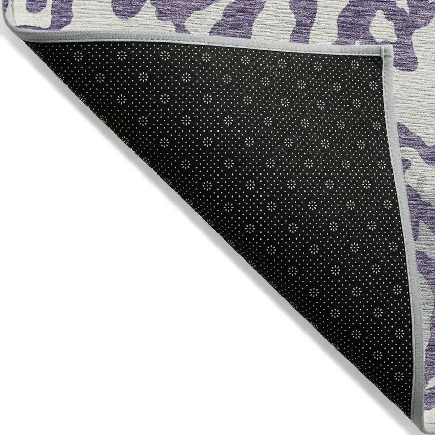 Purple Gray And Ivory Animal Print Washable Indoor Outdoor Area Rug Photo 4