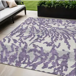 Photo of Purple Gray And Ivory Animal Print Washable Indoor Outdoor Area Rug
