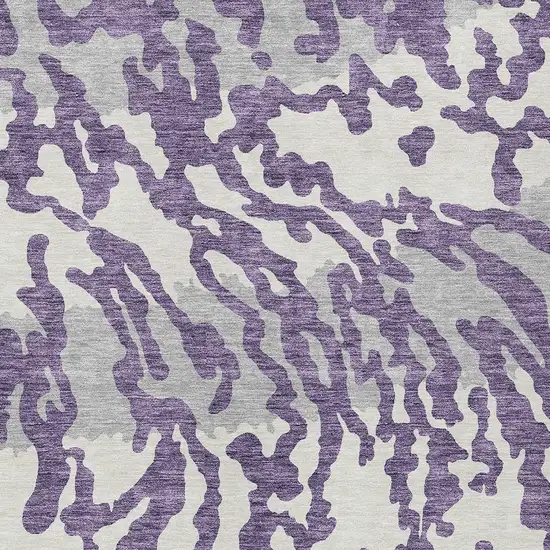 Purple Gray And Ivory Animal Print Washable Indoor Outdoor Area Rug Photo 6