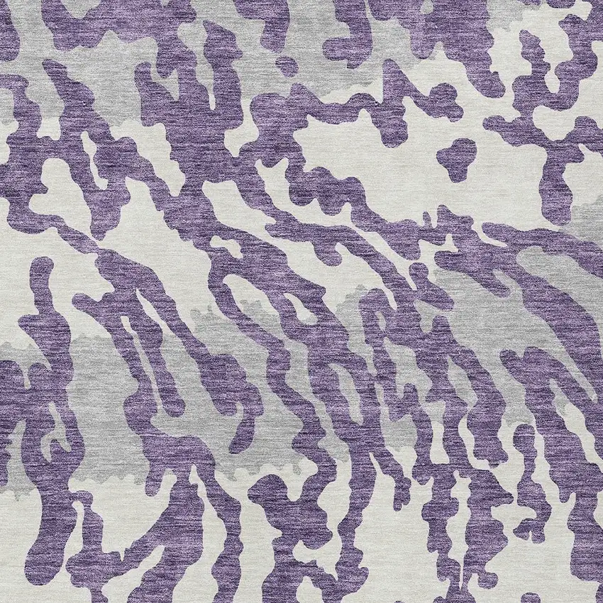 Purple Gray And Ivory Animal Print Washable Indoor Outdoor Area Rug Photo 6