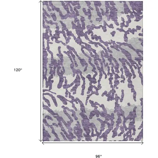 Purple Gray And Ivory Animal Print Washable Indoor Outdoor Area Rug Photo 3