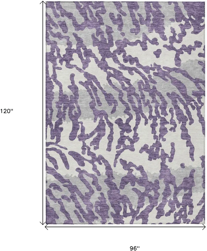 Purple Gray And Ivory Animal Print Washable Indoor Outdoor Area Rug Photo 3