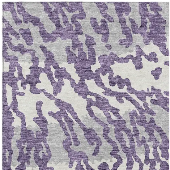 Purple Gray And Ivory Animal Print Washable Indoor Outdoor Area Rug Photo 6