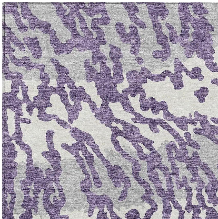 Purple Gray And Ivory Animal Print Washable Indoor Outdoor Area Rug Photo 6