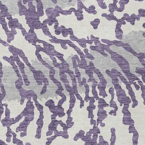 Purple Gray And Ivory Animal Print Washable Indoor Outdoor Area Rug Photo 6