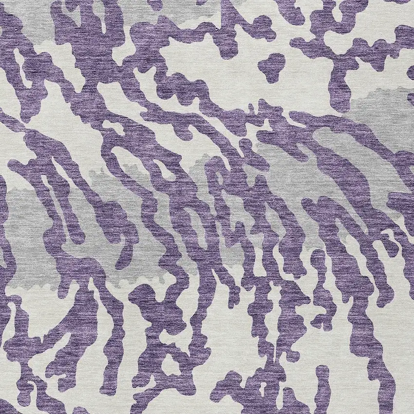 Purple Gray And Ivory Animal Print Washable Indoor Outdoor Area Rug Photo 6