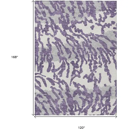 Purple Gray And Ivory Animal Print Washable Indoor Outdoor Area Rug Photo 3