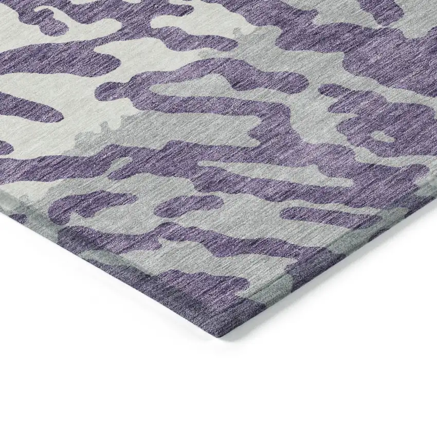 Purple Gray And Ivory Animal Print Washable Indoor Outdoor Area Rug Photo 5
