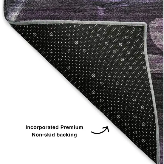 Purple Gray And Ivory Floral Washable Area Rug With UV Protection Photo 6