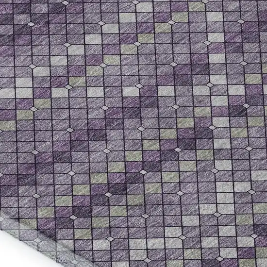 Purple Gray And Ivory Geometric Washable Area Rug With UV Protection Photo 2