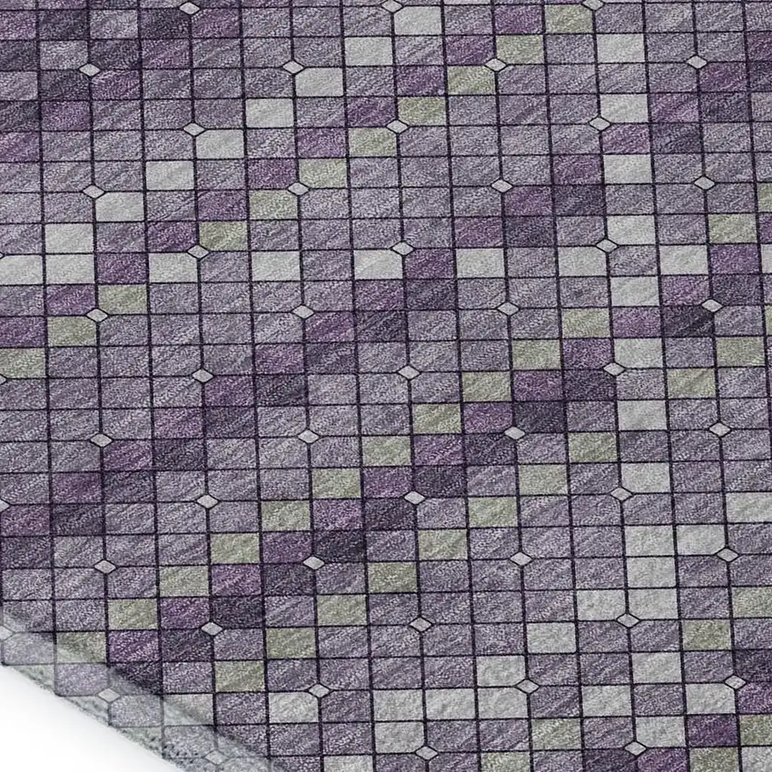 Purple Gray And Ivory Geometric Washable Area Rug With UV Protection Photo 2