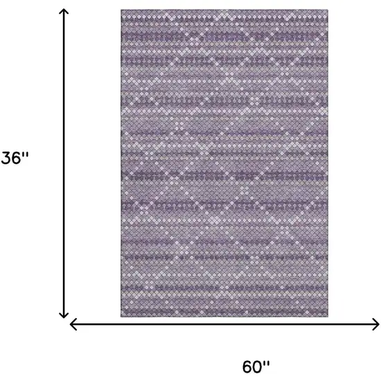 Purple Gray And Ivory Geometric Washable Area Rug With UV Protection Photo 3