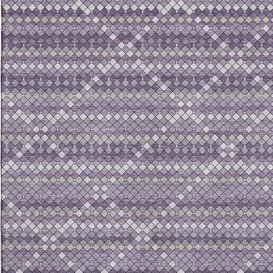 Purple Gray And Ivory Geometric Washable Area Rug With UV Protection Photo 4
