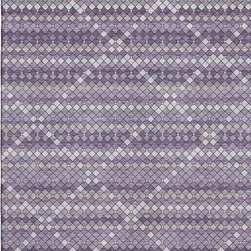 Purple Gray And Ivory Geometric Washable Area Rug With UV Protection Photo 4