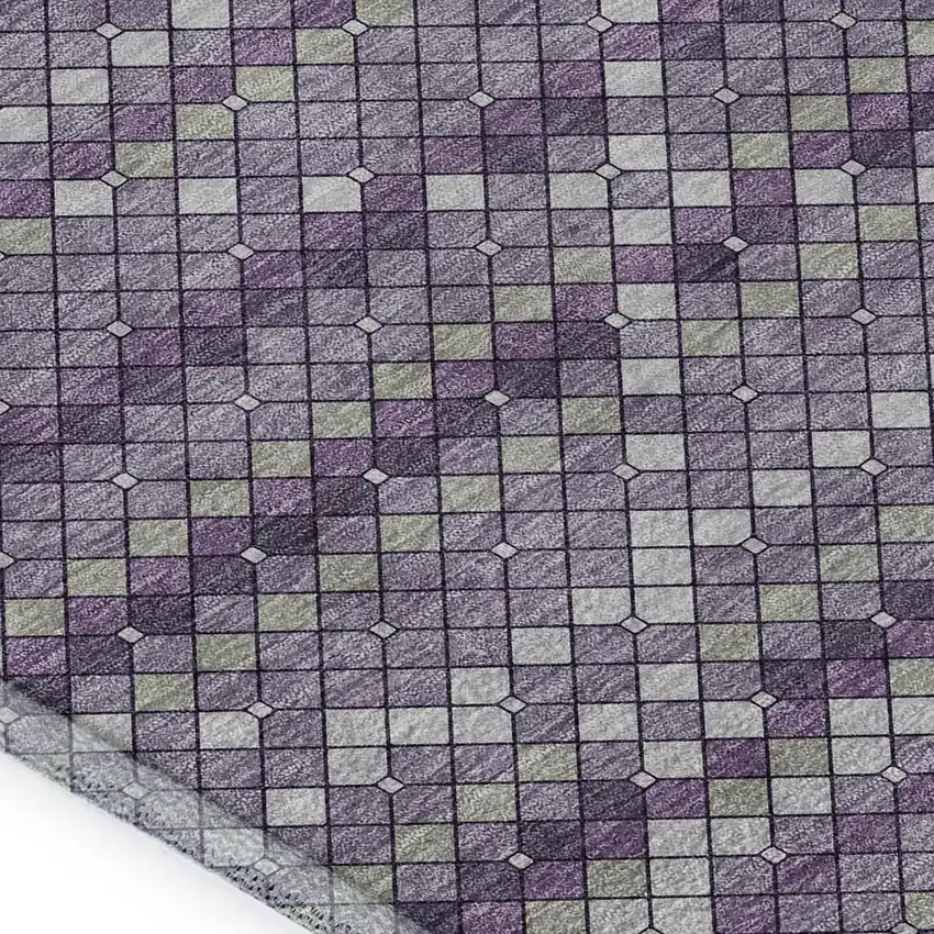Purple Gray And Ivory Geometric Washable Area Rug With UV Protection Photo 2