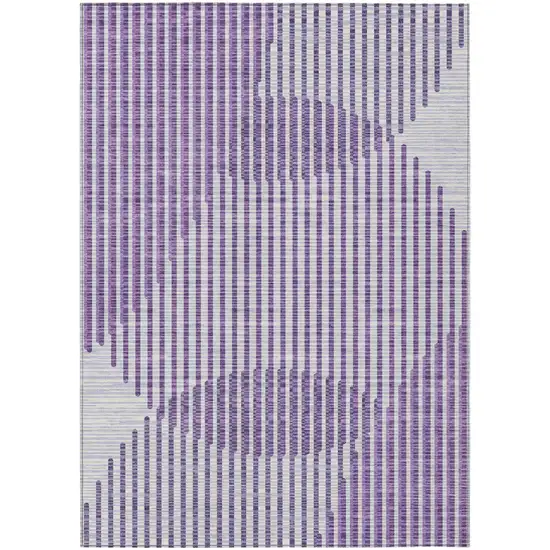 Purple Gray And Ivory Geometric Washable Indoor Outdoor Area Rug Photo 2