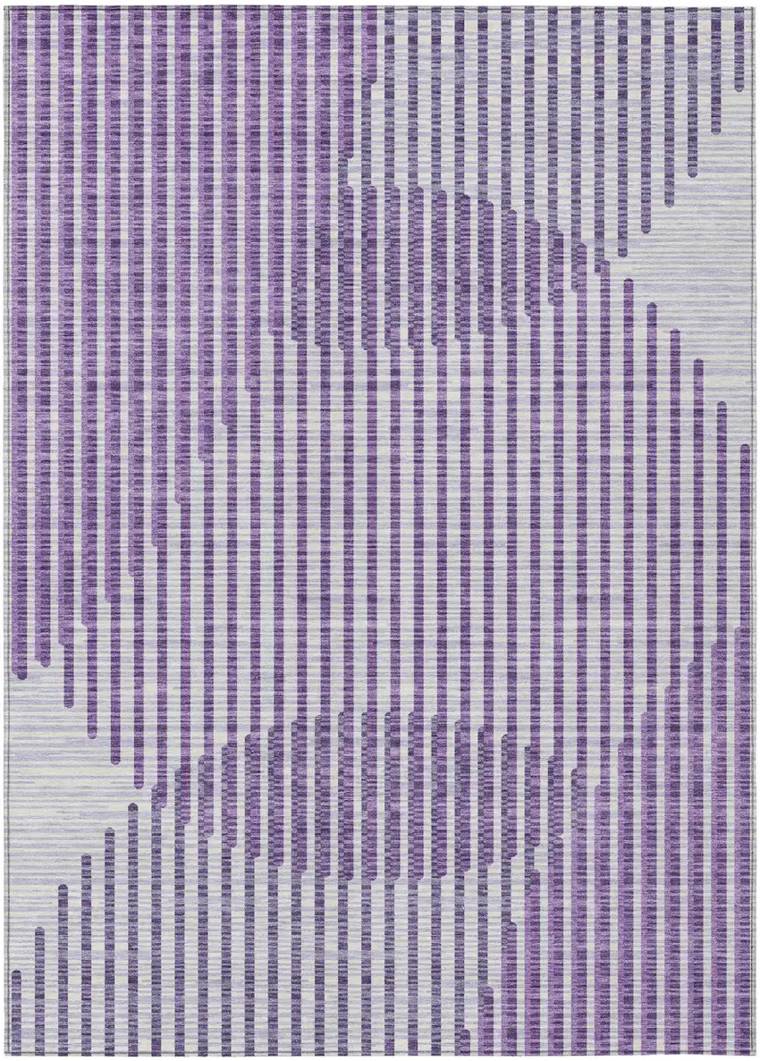 Purple Gray And Ivory Geometric Washable Indoor Outdoor Area Rug Photo 2