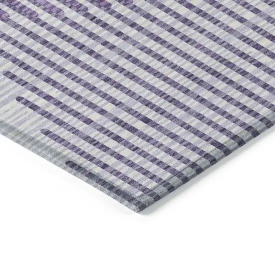 Purple Gray And Ivory Geometric Washable Indoor Outdoor Area Rug Photo 4