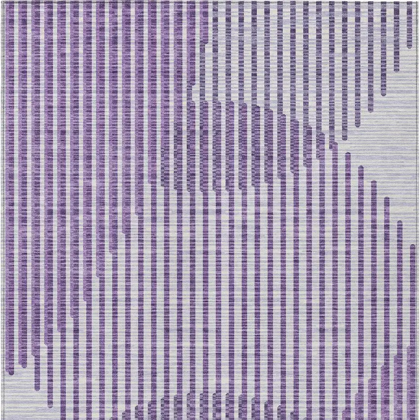 Purple Gray And Ivory Geometric Washable Indoor Outdoor Area Rug Photo 7