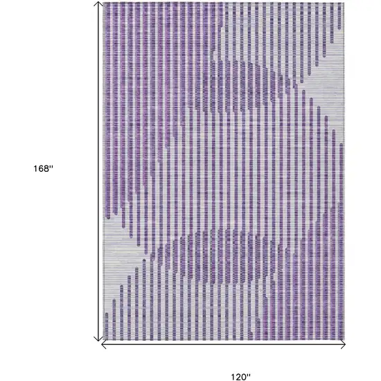 Purple Gray And Ivory Geometric Washable Indoor Outdoor Area Rug Photo 3