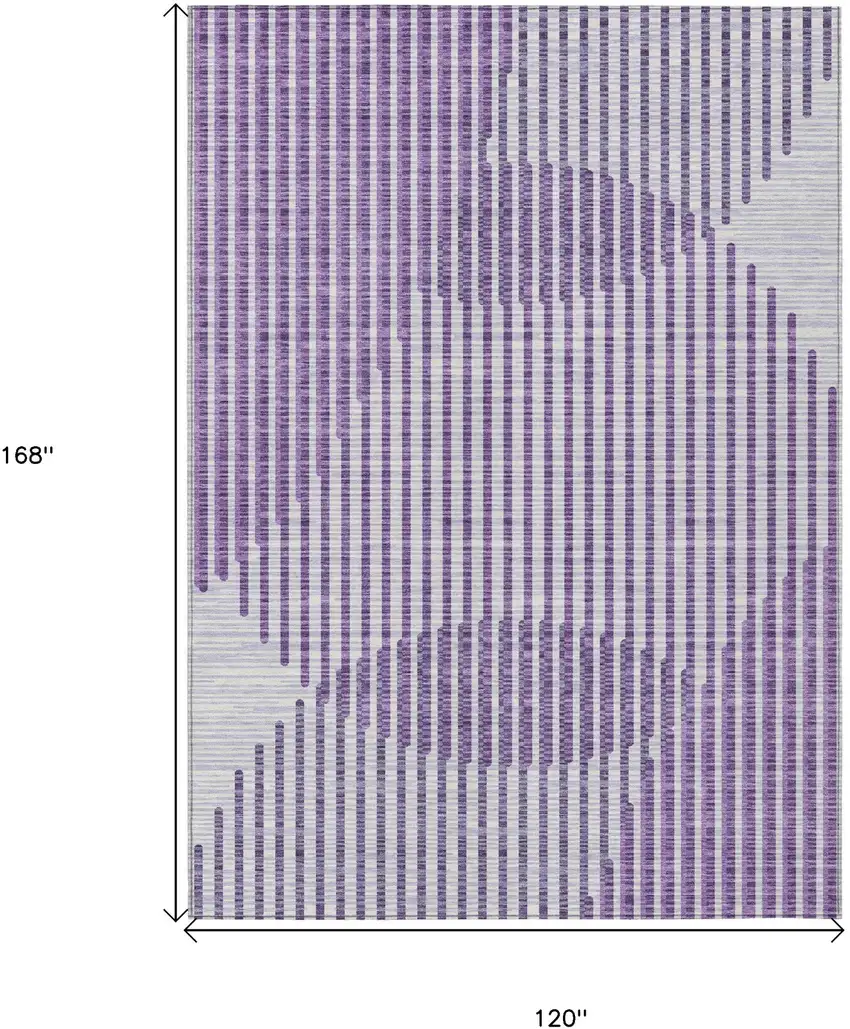 Purple Gray And Ivory Geometric Washable Indoor Outdoor Area Rug Photo 3