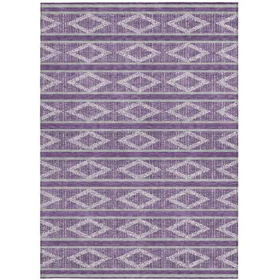 Purple Gray And Ivory Geometric Washable Indoor Outdoor Area Rug Photo 7