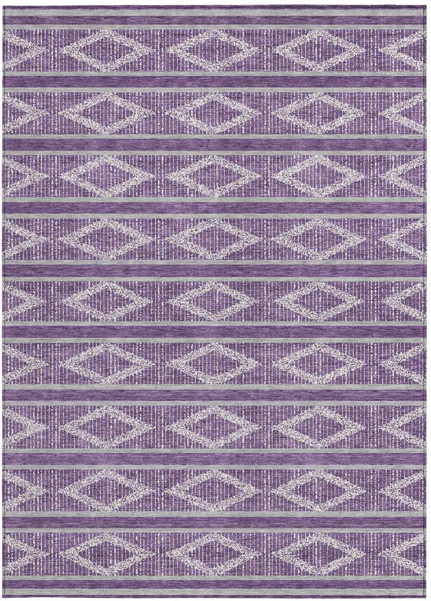 Purple Gray And Ivory Geometric Washable Indoor Outdoor Area Rug Photo 7