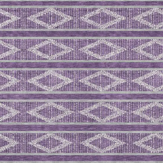 Purple Gray And Ivory Geometric Washable Indoor Outdoor Area Rug Photo 6