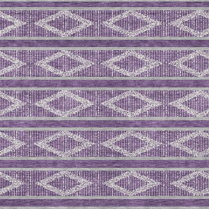 Purple Gray And Ivory Geometric Washable Indoor Outdoor Area Rug Photo 6