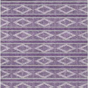 Photo of Purple Gray And Ivory Geometric Washable Indoor Outdoor Area Rug