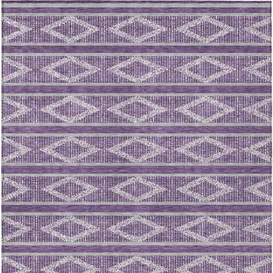 Purple Gray And Ivory Geometric Washable Indoor Outdoor Area Rug Photo 7